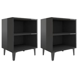 vidaXL Bed Cabinet | Set of 2 | High gloss black | Engineered wood, metal