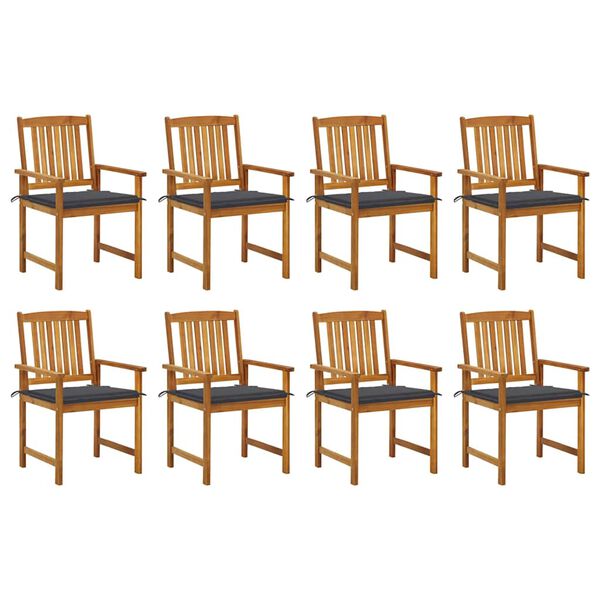 vidaXL Garden Chairs with Cushions 8 pcs Solid Acacia Wood