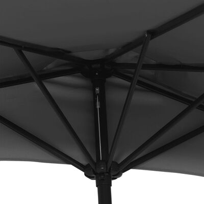 vidaXL Balcony Parasol with Aluminium Pole Black 270x144x222 cm Half