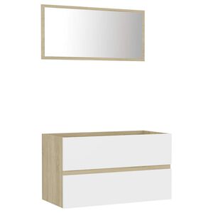 vidaXL Bathroom Furniture Set | White and sonoma oak | Engineered wood, acrylic