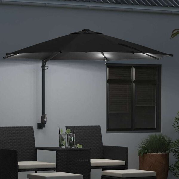 vidaXL Garden Parasol Black 248 x 248 x 148 cm Polyester and Steel
