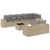vidaXL 9 Piece Garden Sofa Set with Cushions Beige Poly Rattan