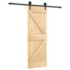 vidaXL Sliding Door Natural and Black 70 x 210 cm Solid Pine Wood