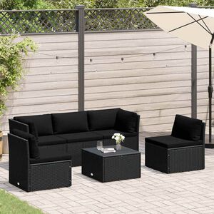 vidaXL 4 Piece Garden Lounge Set with Cushions Poly Rattan Black