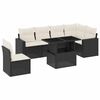 vidaXL 7 Piece Garden Sofa Set with Cushions Black Poly Rattan