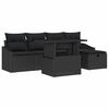 vidaXL Garden Sofa Set with Cushion 6 pcs Black Poly Rattan