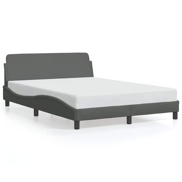vidaXL Bed Frame "Dover" Dark Grey 137x190 cm Double Fabric