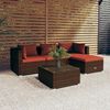 vidaXL 5 Piece Garden Lounge Set with Cushions Poly Rattan Brown