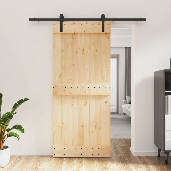 vidaXL Sliding Door with Hardware Set 90x210 cm Solid Wood Pine