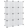 vidaXL Storage Cube Organiser with 12 Cubes and Doors Transparent PP