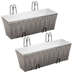 vidaXL Balcony Raised Beds 2 pcs 50 cm Grey Poly Rattan