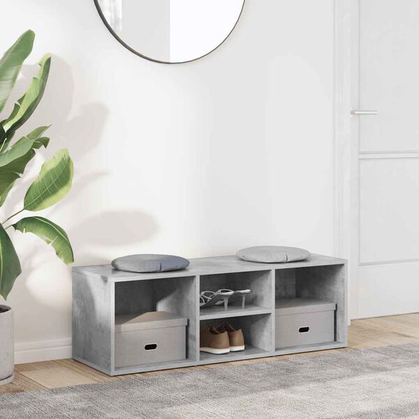 vidaXL Shoe Storage Bench Concrete Grey 105x35x35 cm Engineered Wood