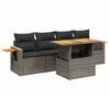 vidaXL 5 Piece Garden Sofa Set with Cushions Grey Poly Rattan