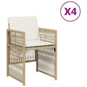 vidaXL Garden Chairs with Cushions 4 pcs Beige Poly Rattan