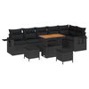 vidaXL Garden Sofa Set Height-Adjustable 9 pcs Black Poly Rattan