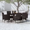 vidaXL 7 Piece Garden Dining Set with Cushions Black