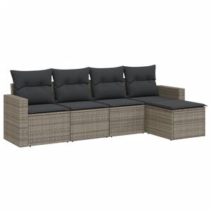 vidaXL 5 Piece Garden Sofa Set with Cushions Grey Poly Rattan