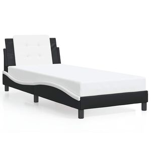 vidaXL Bed Frame without Mattress "Zadar" Black and White 90x190 cm Single Faux Leather