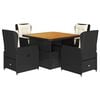 vidaXL 5 Piece Garden Dining Set with Cushions Black Poly Rattan
