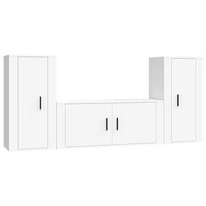 vidaXL 3 Piece TV Cabinet Set White Engineered Wood