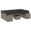 vidaXL 10 Piece Garden Sofa Set with Cushions Grey Poly Rattan