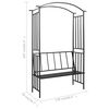 vidaXL Garden Arch with Bench Black 128x50x207 cm Iron