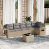 vidaXL 7 Piece Garden Sofa Set with Cushions Beige Poly Rattan