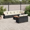vidaXL 9 Piece Garden Sofa Set with Cushions Black Poly Rattan