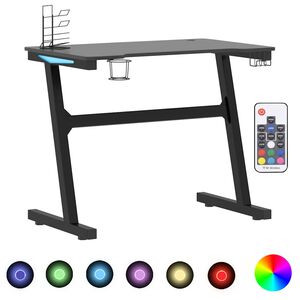 vidaXL LED Gaming Desk | Black | Engineered wood | LED Gaming Desk | Rectangular
