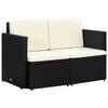 vidaXL 2 Seater Garden Sofa with Cushions Black Poly Rattan