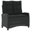 vidaXL Reclining Garden Bench with Cushions Black Poly Rattan