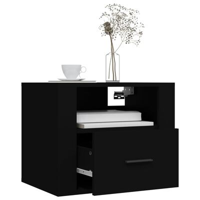 vidaXL Wall-mounted Bedside Cabinets 2 pcs Black 50x36x40 cm