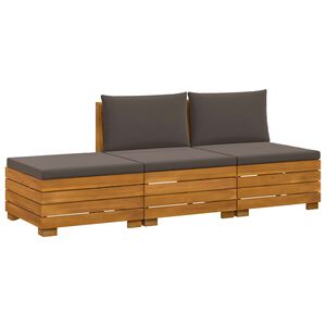 vidaXL 3 pcs Outdoor Sofa Set Solid Acacia Wood Brown