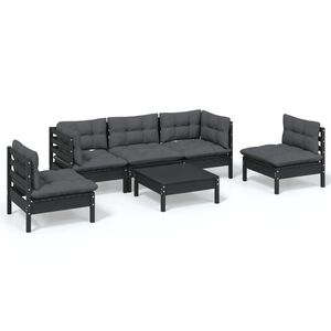 vidaXL 6 Piece Garden Lounge Set with Cushions Solid Pinewood