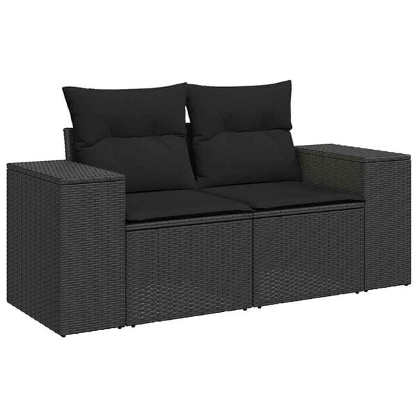 vidaXL 5 Piece Garden Sofa Set with Cushions Black Poly Rattan