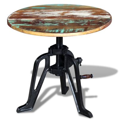 vidaXL Side Table Solid Reclaimed Wood Cast Iron 60x(42-63) cm