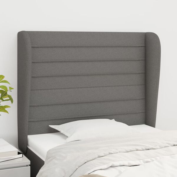 vidaXL Headboard with Ears Dark Grey 103 cm Fabric
