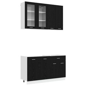 vidaXL Kitchen Unit LYON 4 pcs Black Oak Engineered Wood