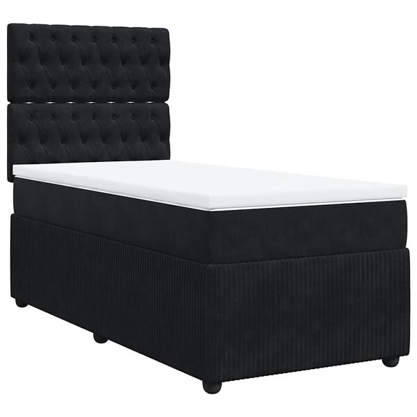 vidaXL Box Spring Bed with Mattress Black King Single Velvet