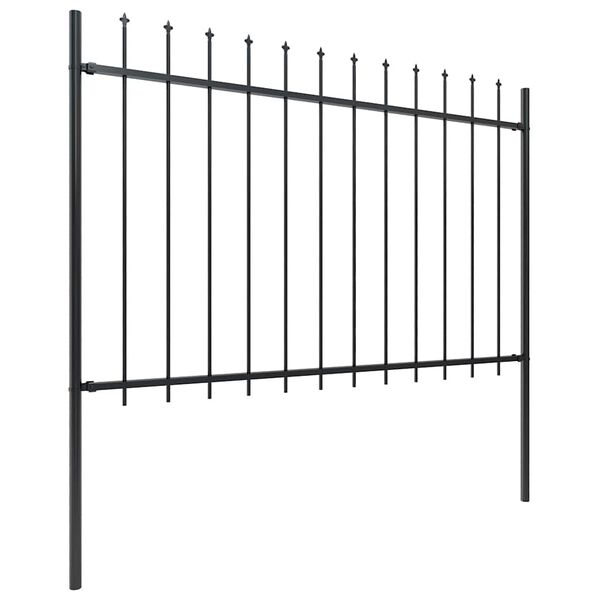 vidaXL Garden Fence with Spear Top Steel 1781.5x120 cm Black