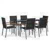 vidaXL 7 Piece Garden Dining Set Black Textilene and Steel