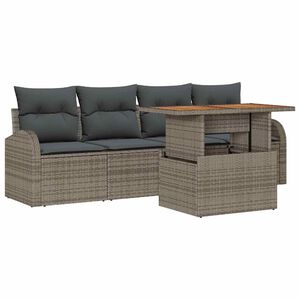 vidaXL Garden Sofa Set 5 pcs Grey Poly Rattan