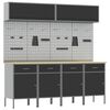 vidaXL Work Cabinet Set with Drawer with Storage Manual 10 pcs Black