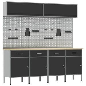 vidaXL Work Cabinet Set with Drawer with Storage Manual 10 pcs Black