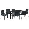 vidaXL Garden Dining Set 7 pcs Black and Grey PE Rattan