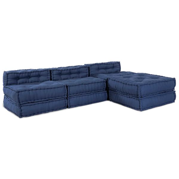 vidaXL Modular Sofa 4 pcs Indigo Fabric