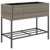 vidaXL Garden Planter with Shelf Grey Poly Rattan