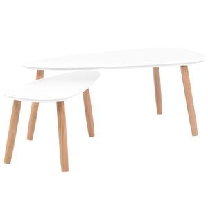 vidaXL Coffee Table | Set of 2 | White | Solid pinewood, MDF | Medium | Durable