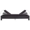 vidaXL Sunbed with Cushion Black Poly Rattan