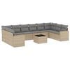 vidaXL 11 Piece Garden Sofa Set with Cushions Beige Poly Rattan